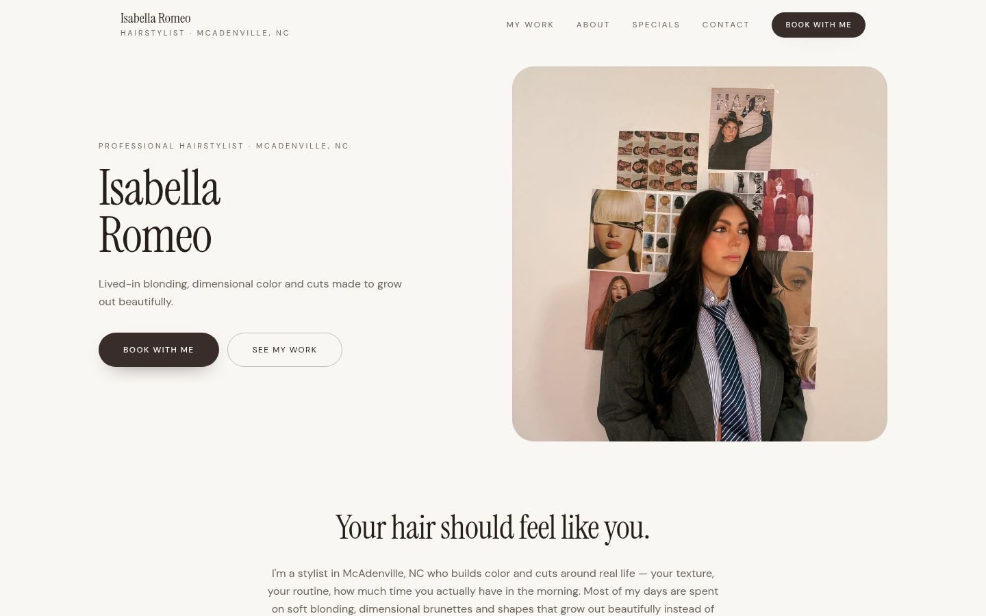Hair by Isabella homepage screenshot