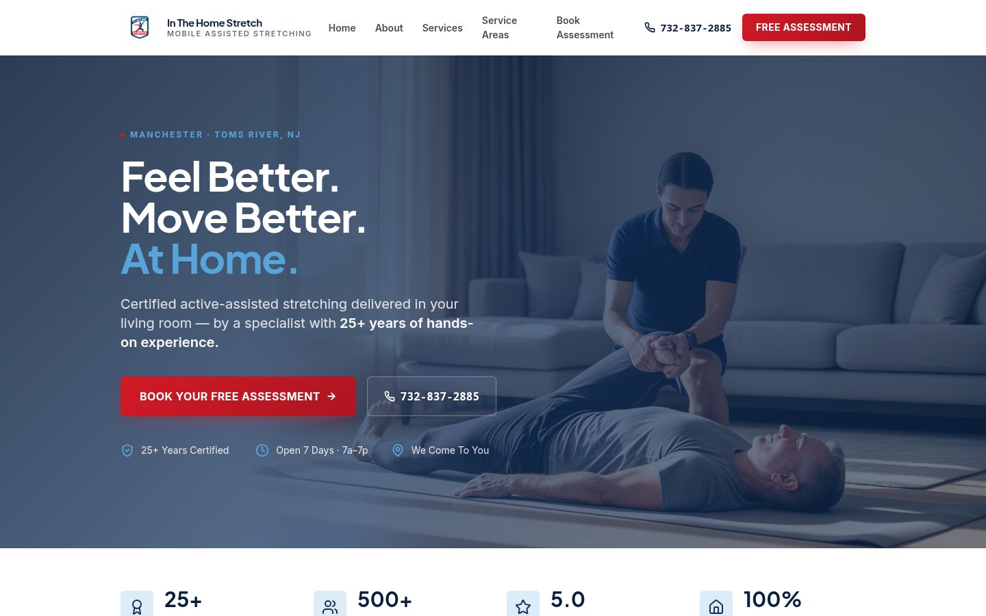 In the Home Stretch homepage screenshot