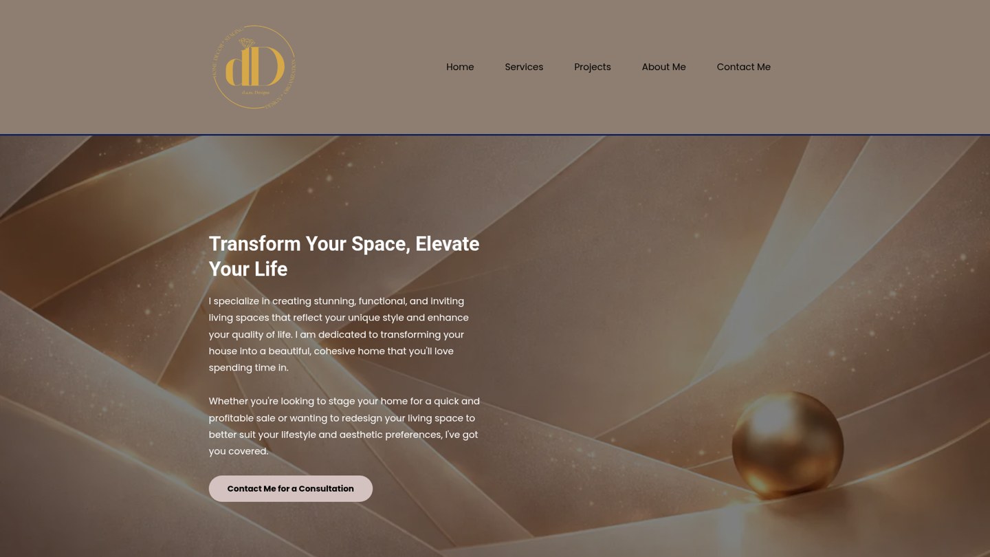 d.a.m. Designs homepage screenshot