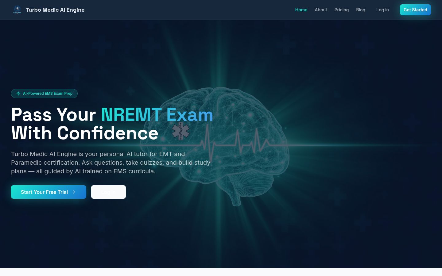 TurboMedic AI homepage screenshot