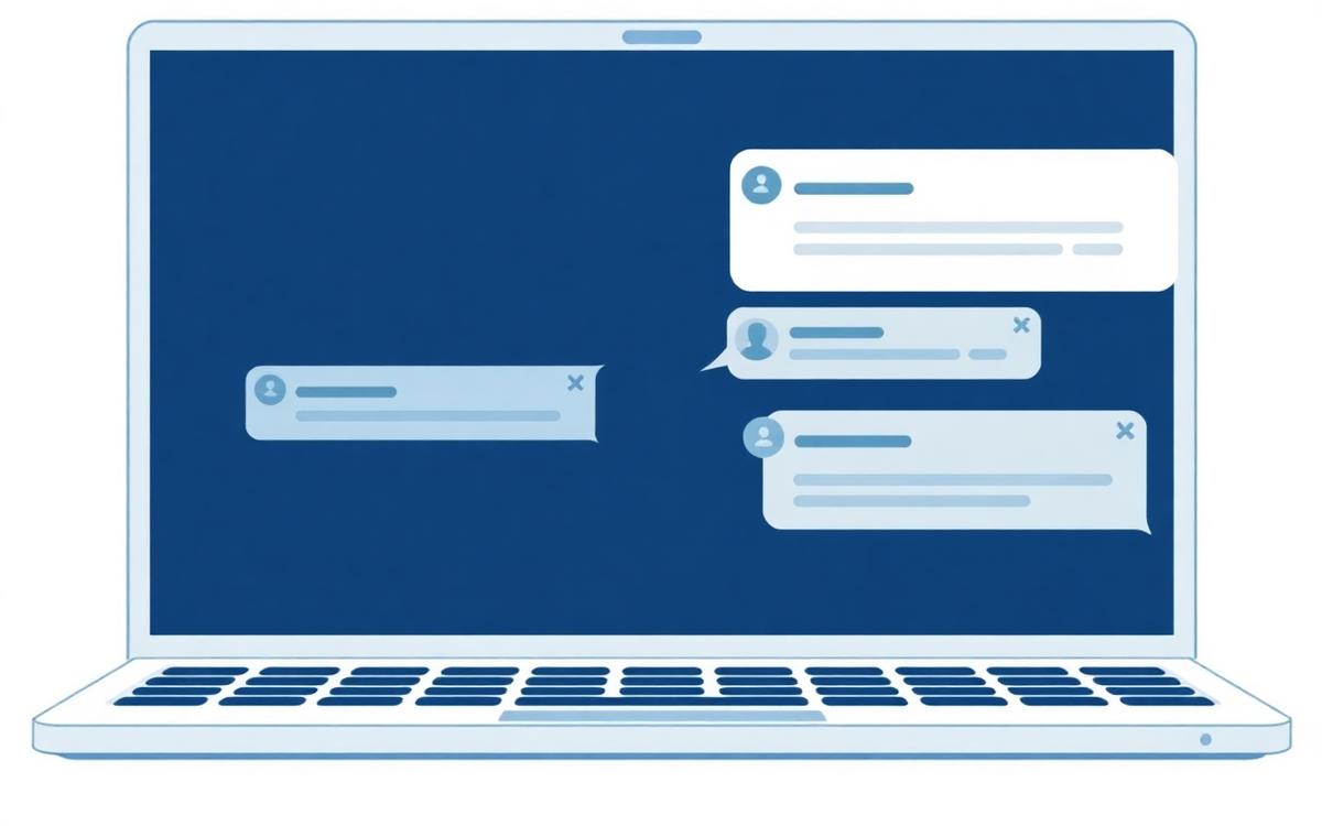Laptop inbox illustration showing one short, specific cold email getting a reply while generic messages are ignored.